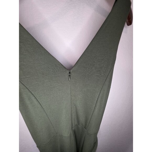Old Navy Women’s Green Sleeveless Wide Leg Jumpsuit Size Large Belted V-Neck - Picture 5 of 16